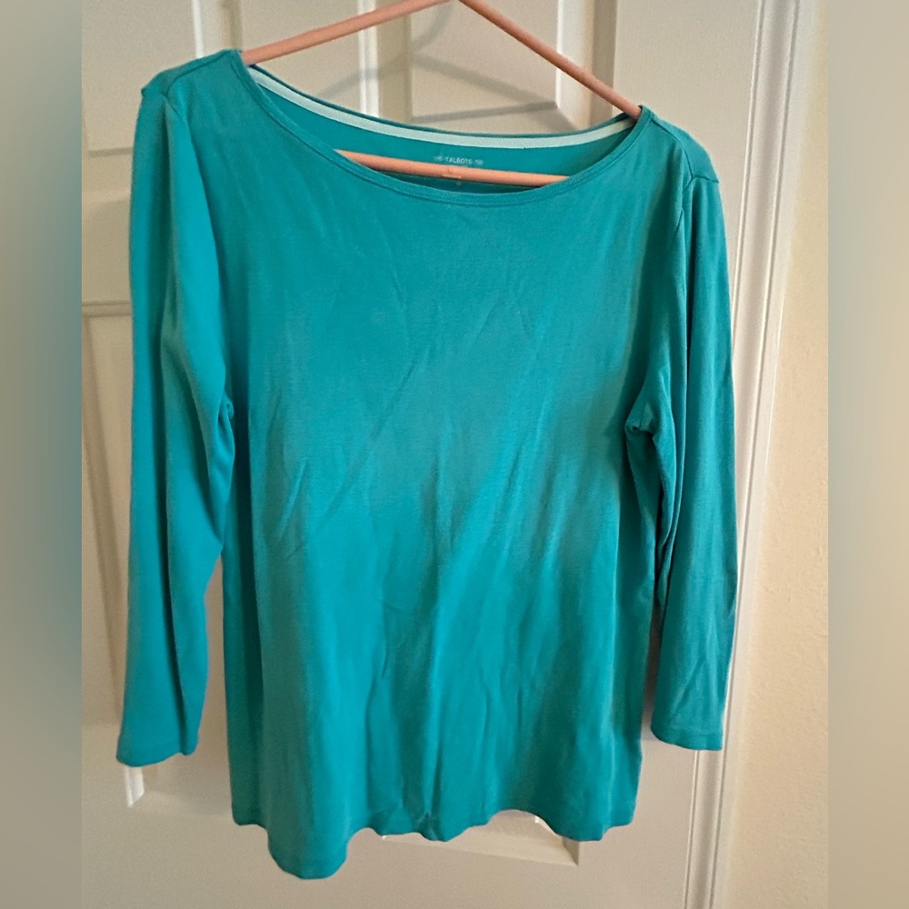 TALBOTS LADIES LONG SLEEVE TOP SIZE M IN AQUA MARINE/ TURQUOISE